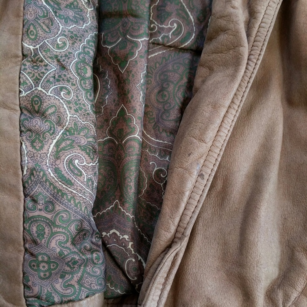 Vintage Jacqueline Ferrar Moto Biker Leather Jacket Insulated Paisley Lining M - Picture 5 of 8